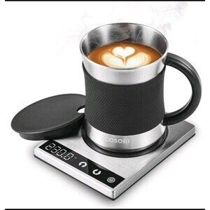 COSORI COFFEE MUG WARMER MUG HEATER OFFICE CHRISTMAS GIFTS - SILVER/BLACK